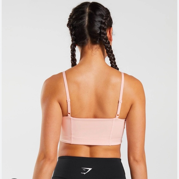 Gymshark Misty Pink Bandeau Sports Bra with Thin Straps and Snug Fit - Picture 3 of 6